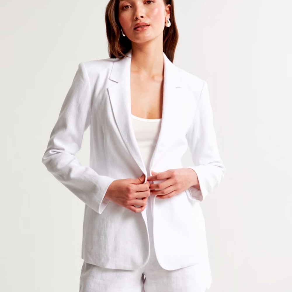 Abercrombie & Fitch Premium White Linen Blazer - Picture 4 of 9